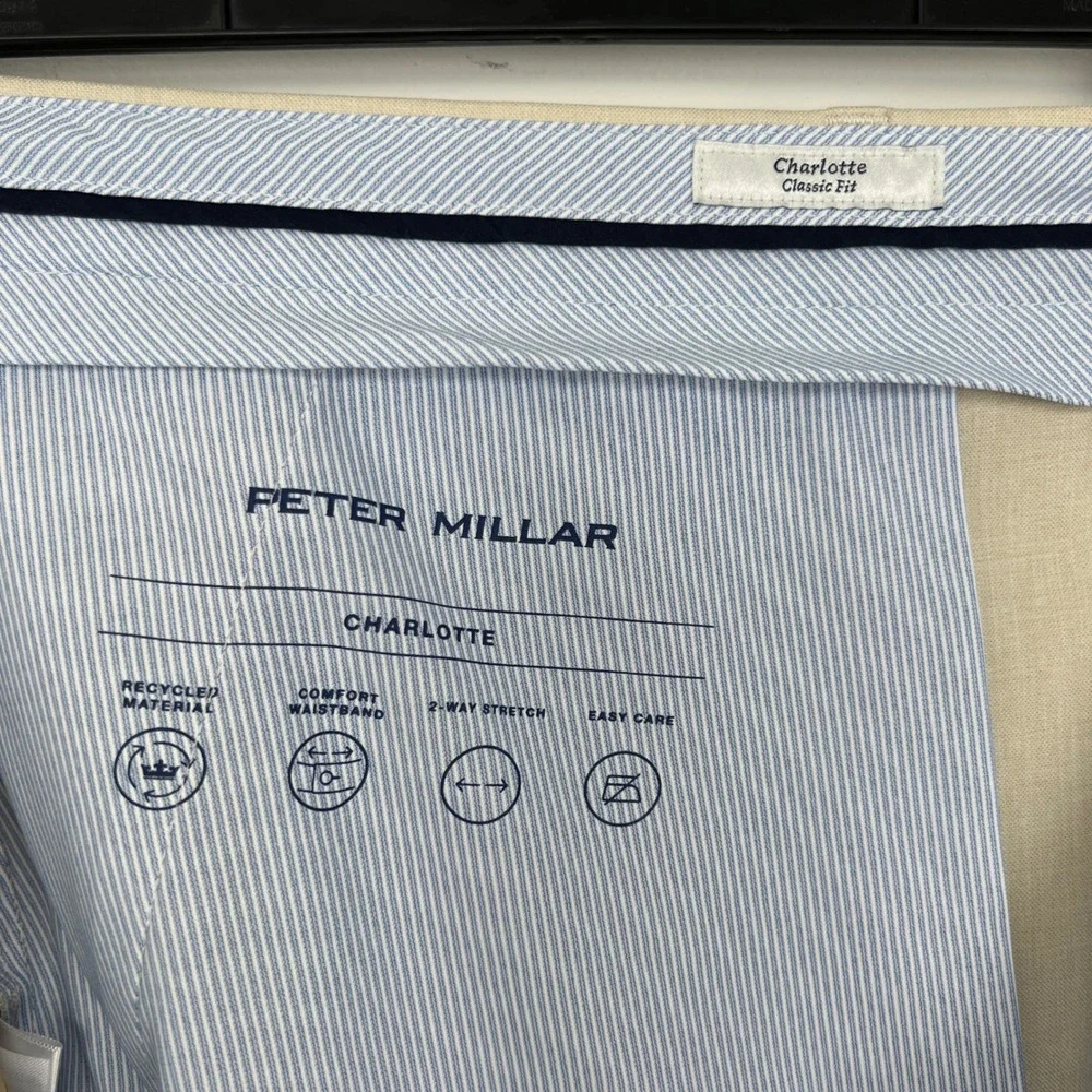 Peter Millar Charlotte Classic Fit Pants Mens 44L Stone Beige Stretch - Hemmed